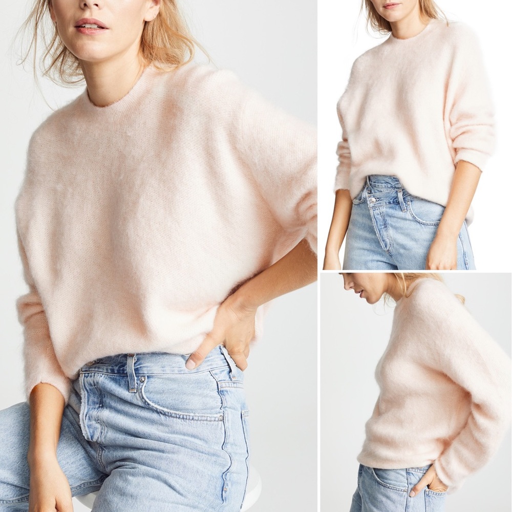 Vince Desert Rose Cream Pink Alpaca Fuzzy Sweater